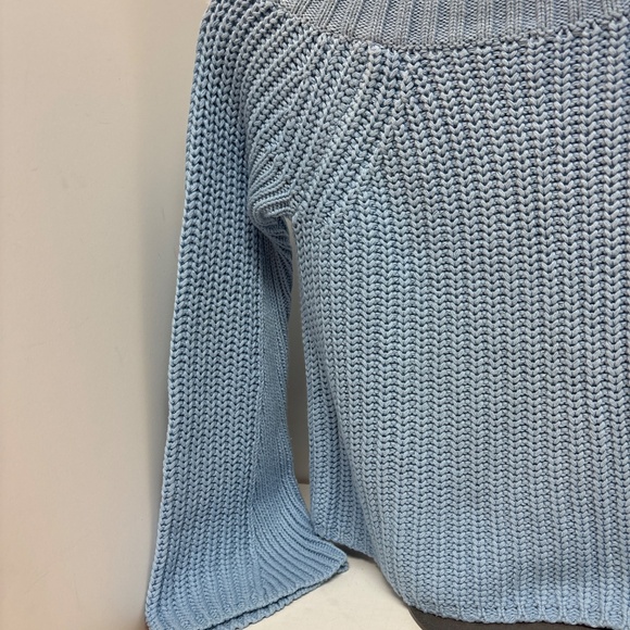 Women’s Boston Proper Sky Blue Chunky Cotton Knit Pullover Sweater Sz XS - Picture 2 of 5
